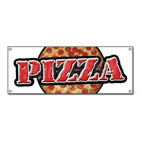 PIZZA BANNER SIGN shop place fresh pizzeria restaurant Italian food slice
